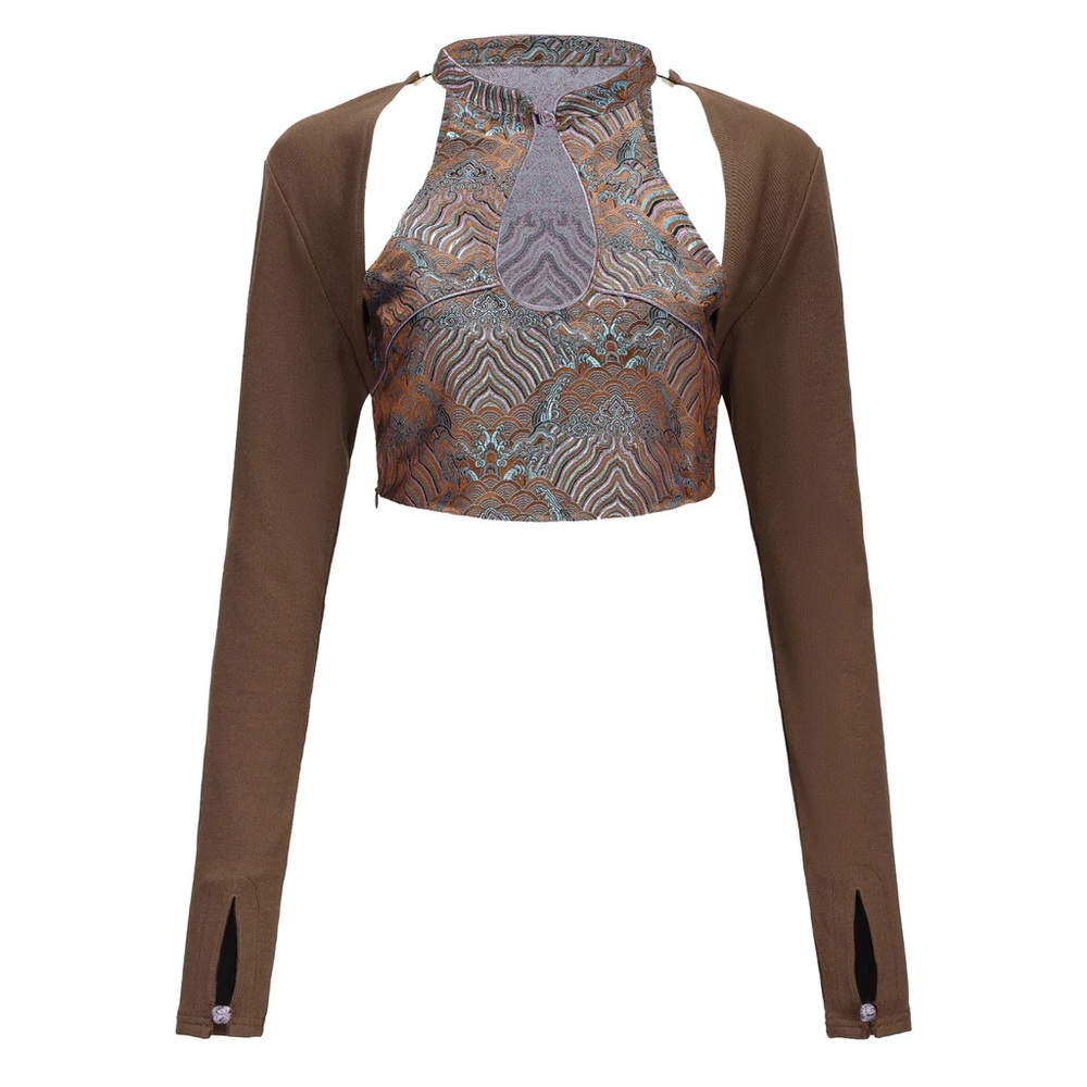 DAWANG Yao Keyhole Detachable Sleeves Top